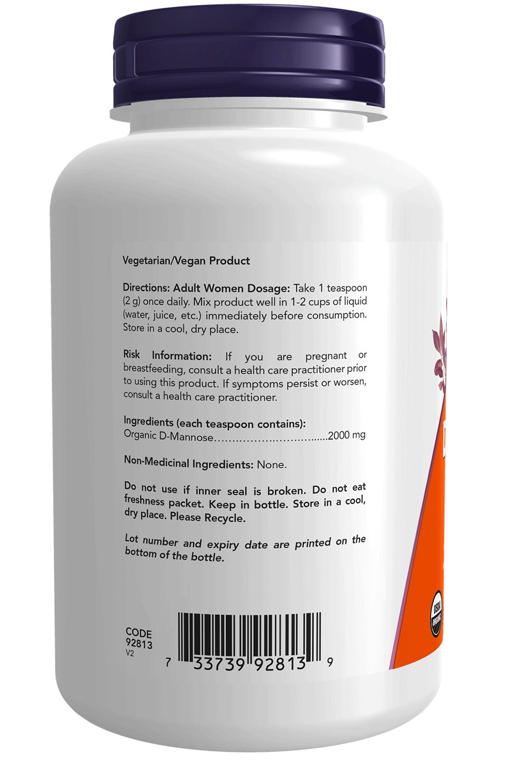 NOW Organic D-Mannose Powder (76 Grams)