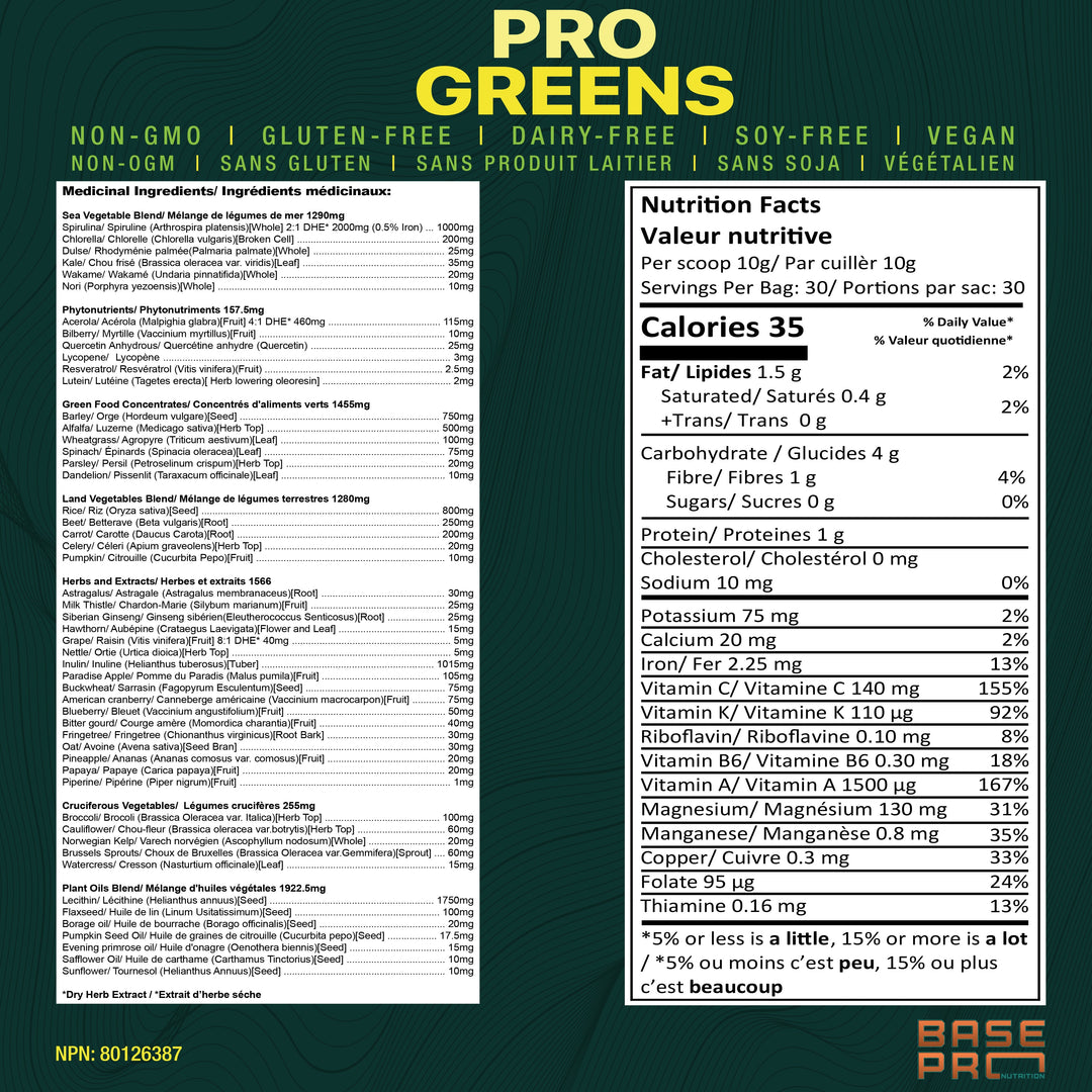 BASE PRO NUTRITION Pro Greens (Pineapple - 300 gr)