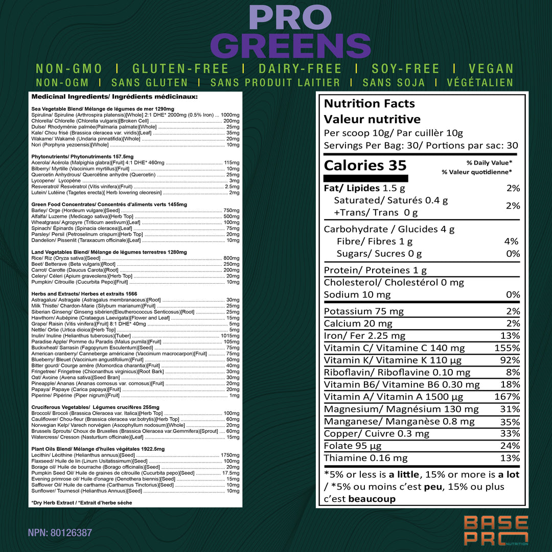 BASE PRO NUTRITION Pro Greens (Mixed Berry - 300 grams)
