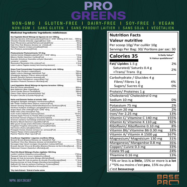 BASE PRO NUTRITION Pro Greens (Mixed Berry - 300 grams)