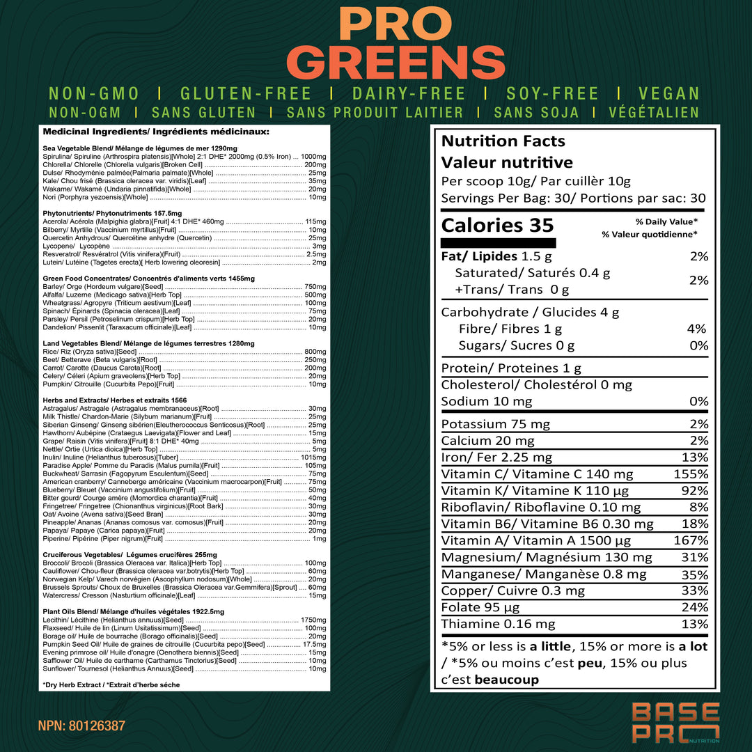 BASE PRO NUTRITION Pro Greens (Peach - 300 grams)
