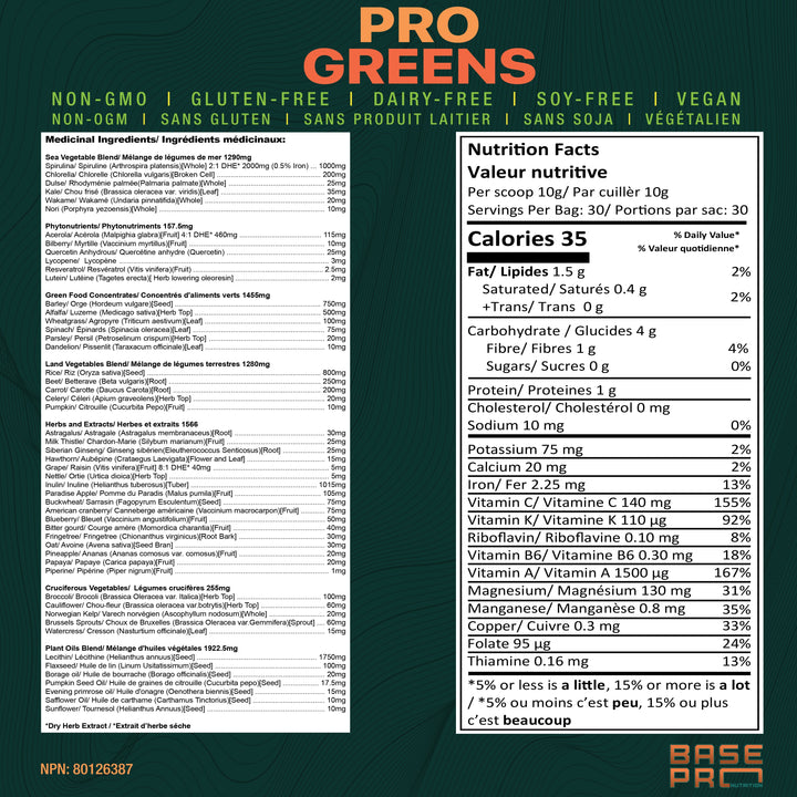 BASE PRO NUTRITION Pro Greens (Peach - 300 grams)
