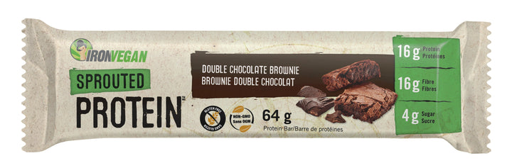 IRON VEGAN Sprouted Protein Bar Double Chocolate Brownie (12 x 64 gr Bars)